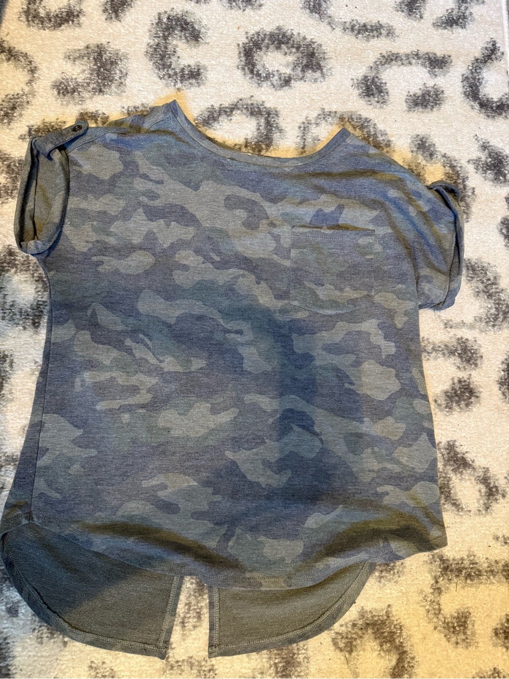Jane and Delancey Blue-Green Camo Short Sleeve Tee